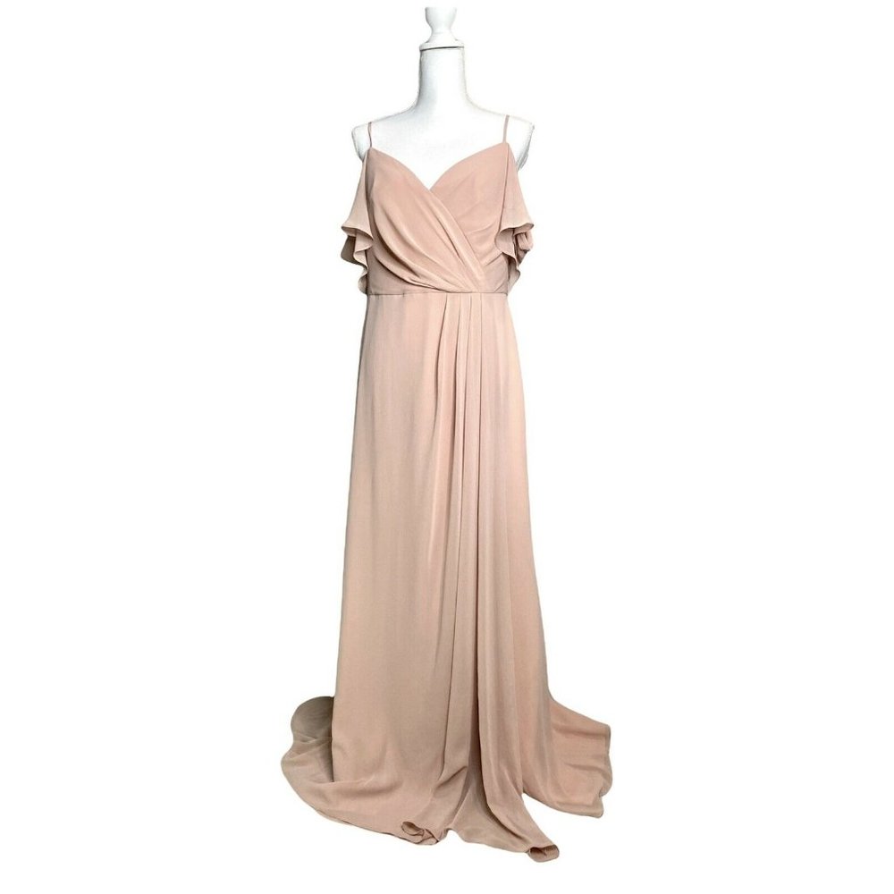 Watters&Watters Aldridge Cold-Shoulder Slit Bridesmaid Flowy Gown Size 12